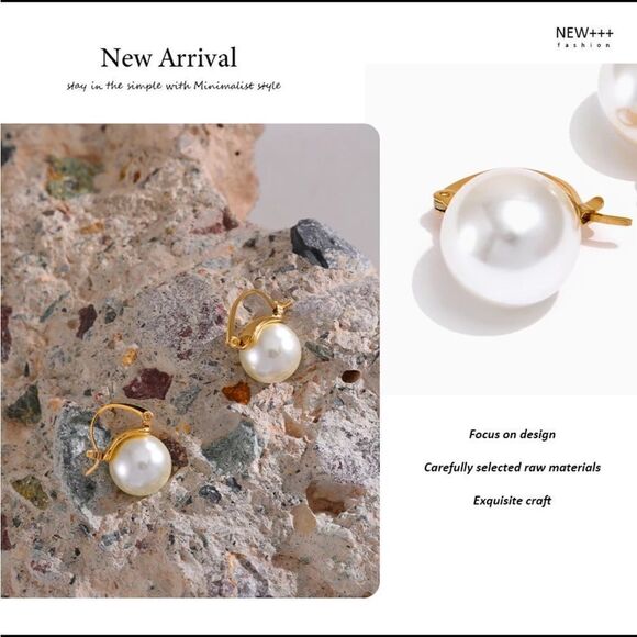 #36 New Unique Pearl Drop Huggie Earrings - Picture 7 of 14